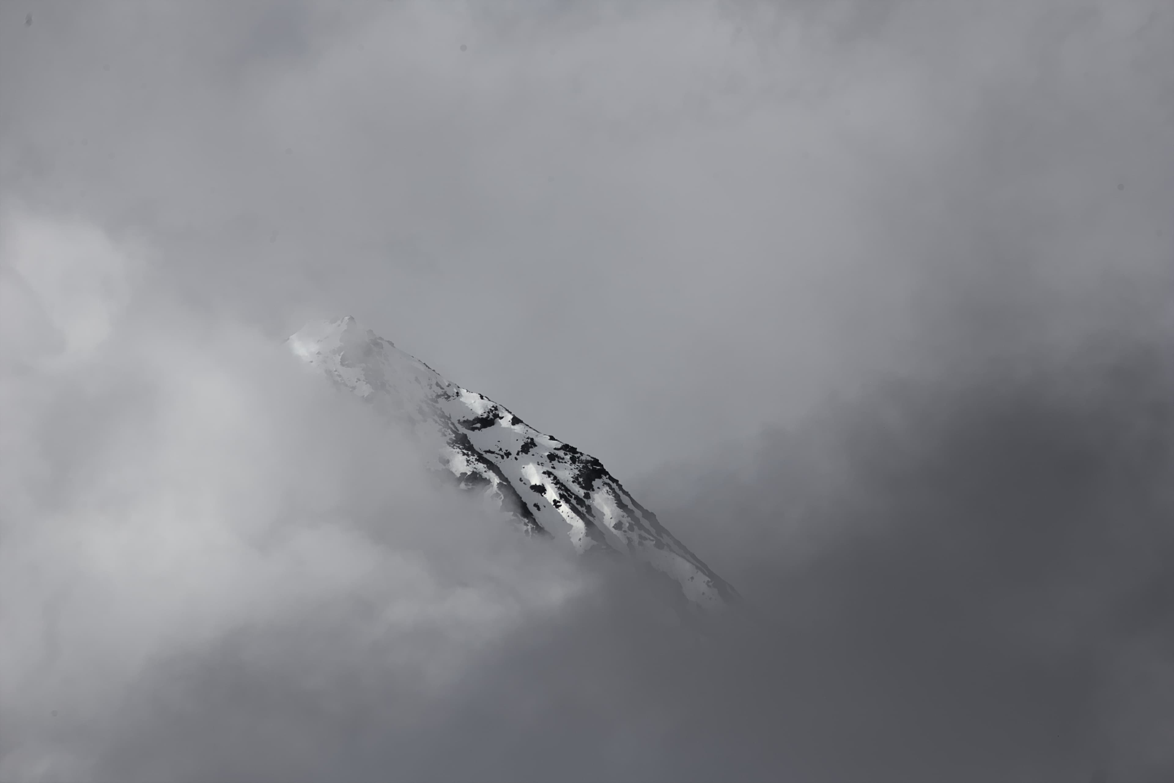 A mountain hidden in the clouds.