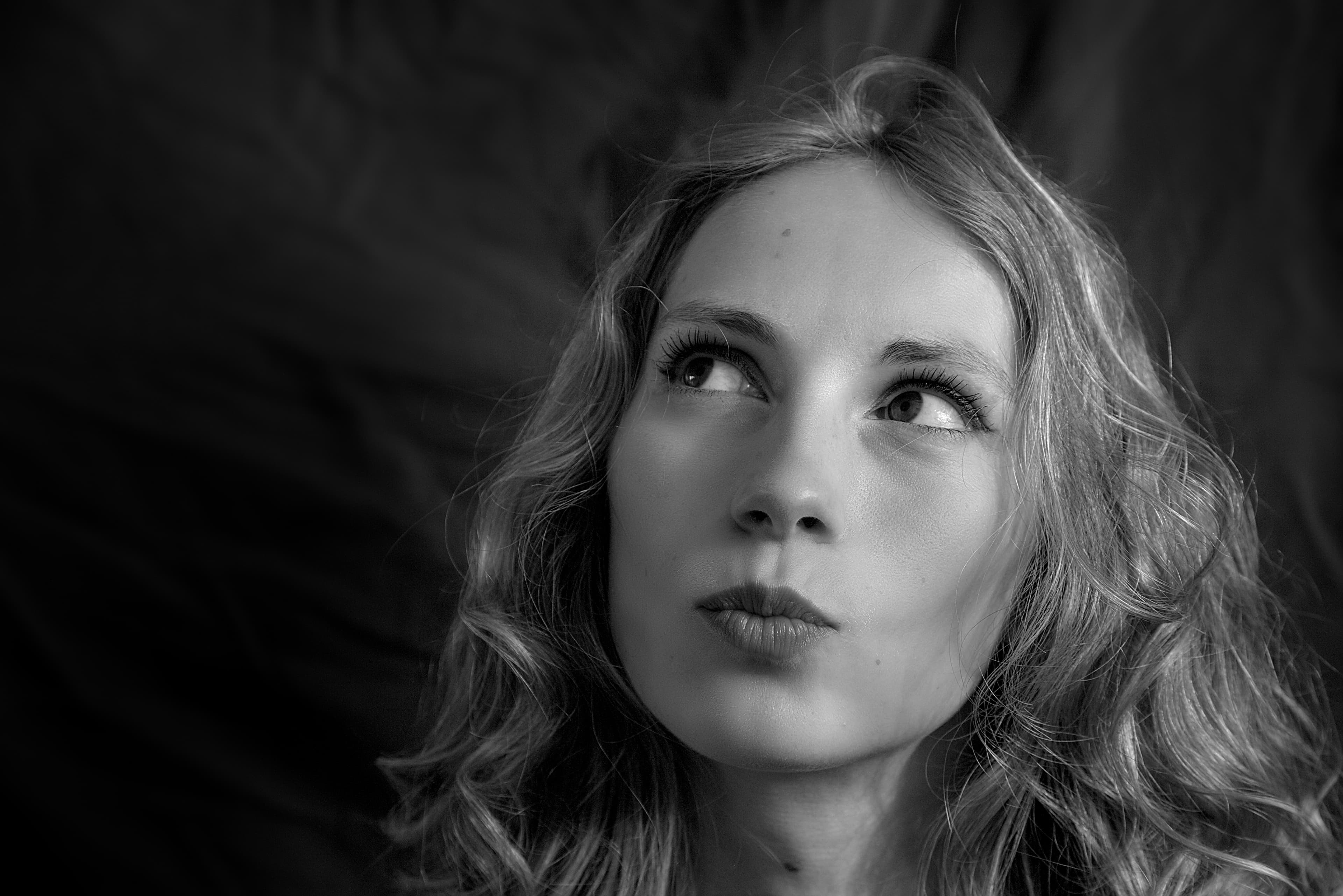 Black and white portrait of a young woman.