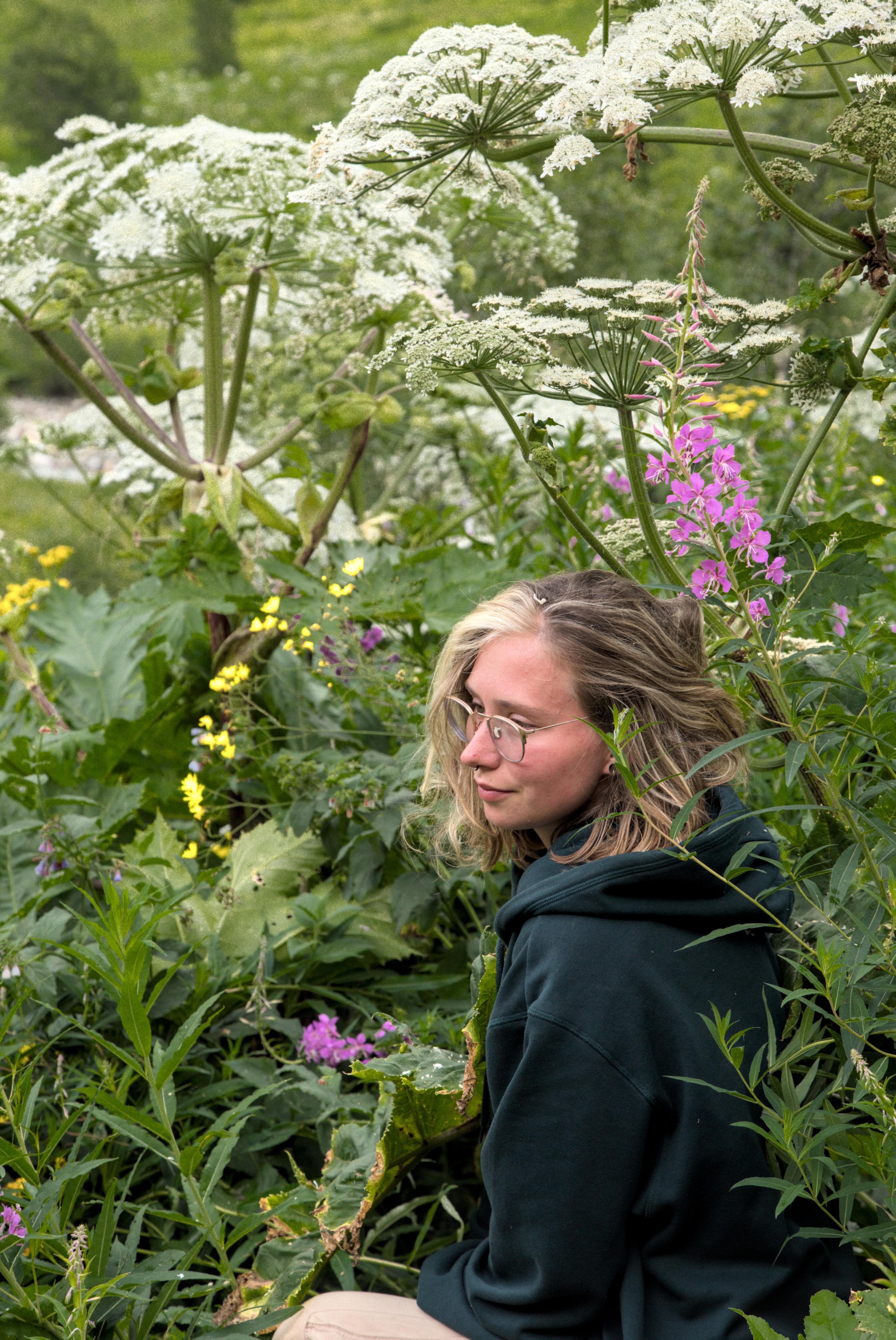 Melancholy under oversized plants.